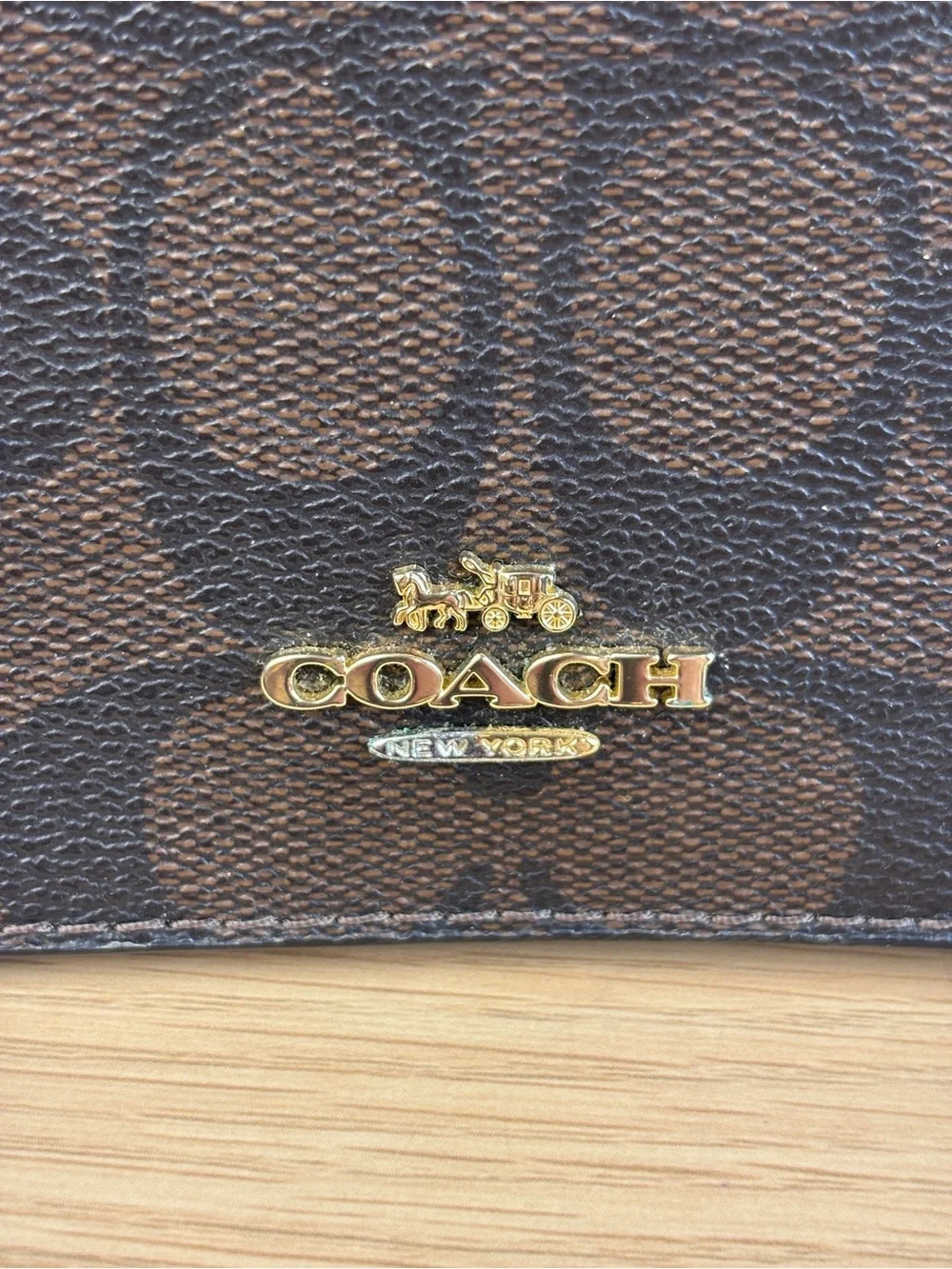Coach Anna Foldover Clutch Crossbody in Signature Canvas Black/Brown